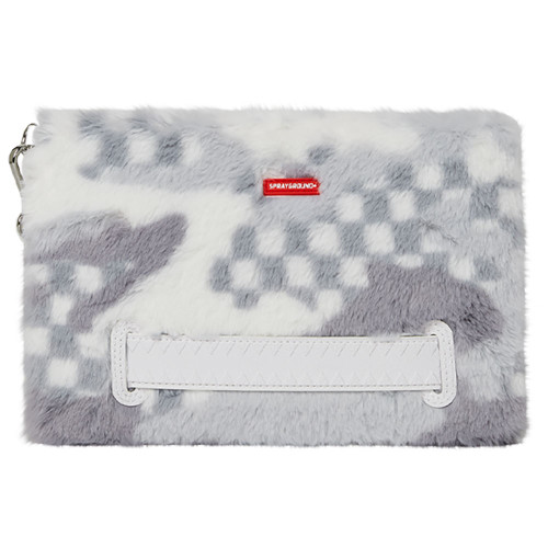 Sprayground White Fur 3AM Cross Over Clutch